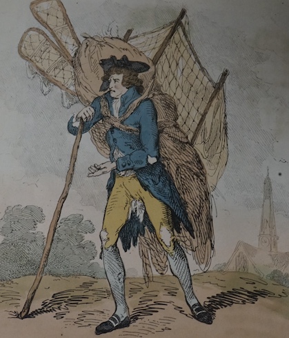 Charles Williams (fl.1797-1830), coloured engraving, 'National Pursuits, Town Talk', 1812, 31 x 48cm. & Thomas Rowlandson, coloured etching, 'Aerostation out at Elbows or the Itinerant Aeronaut', 1785, 31 x 21cm. Conditi